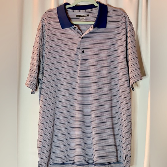 Greg Norman Navy striped Golf Polo. Size XL Play Dry. Excellent condition - Picture 1 of 4
